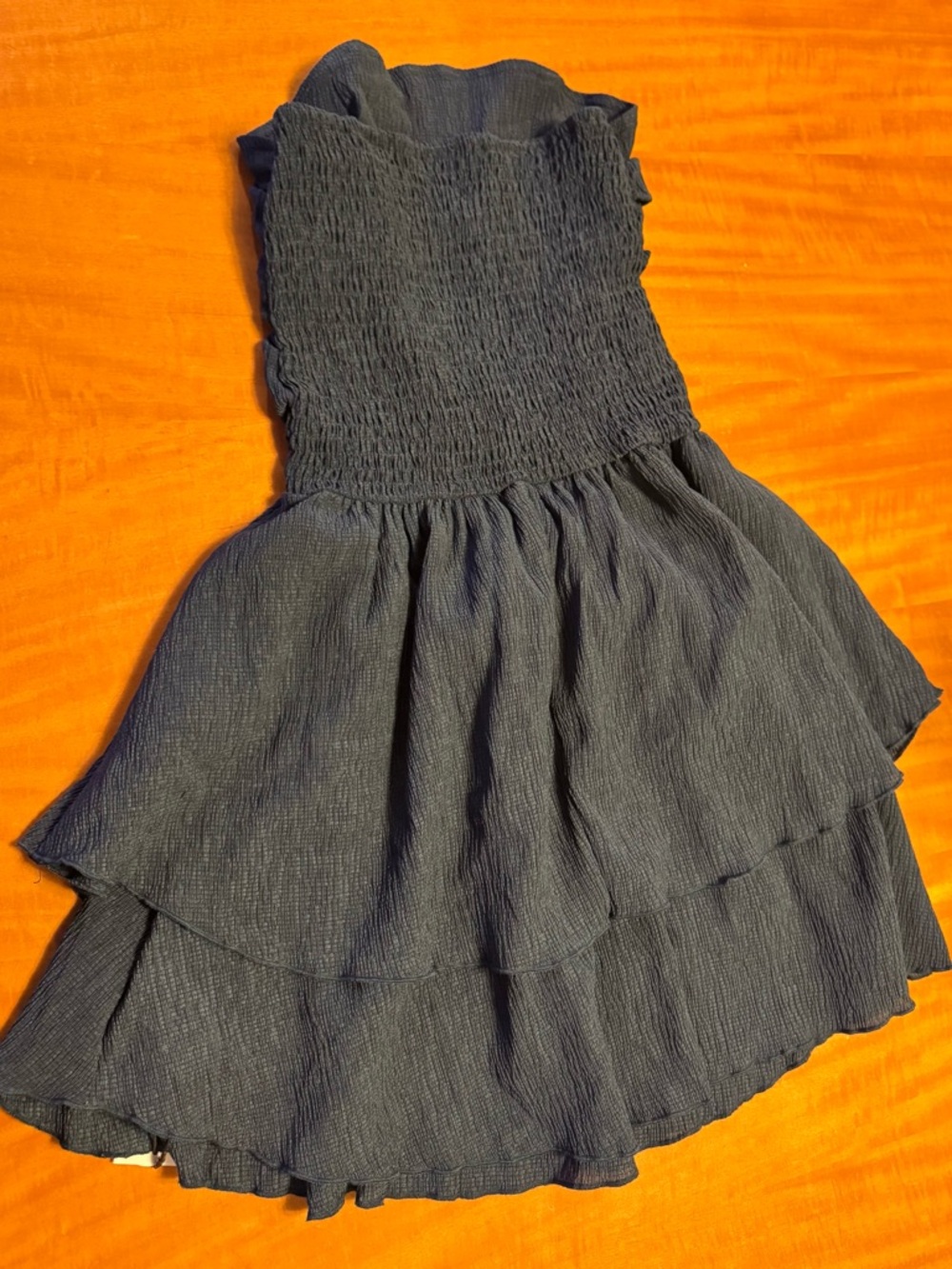 Cider Navy Tiered Smocked Casual Dress